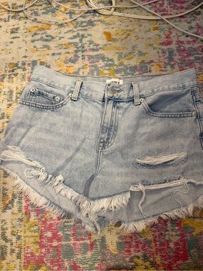 pistola Light Blue Distressed Denim Shorts